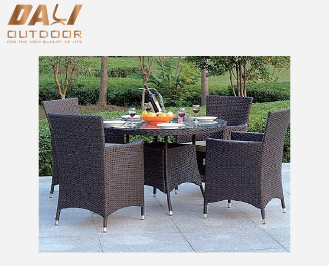 5 keping harga kilang luar meja rotan bulat dengan set makan najis