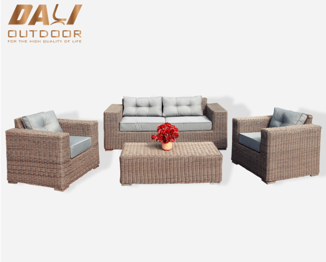 4 pcs Rotan Moden Perabot Rotan Luar Taman Patio Set Sofa Api Gas