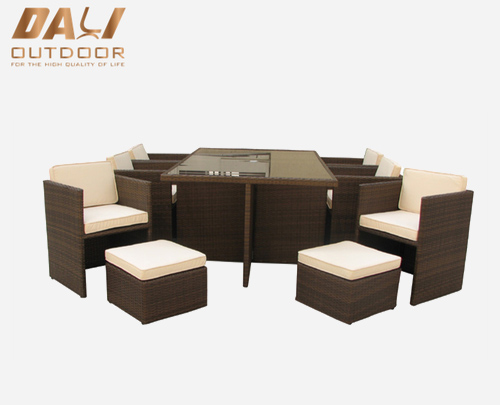 Set Bar Meja Rotan Persegi